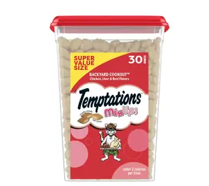 Temptations Mixups Backyard Cookout Flavor Crunchy And Soft Cat Treats, 30 Oz Tub