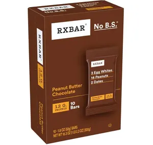 RXBAR Protein Bars, Protein Snack, Snack Bars, Peanut Butter Chocolate, 18.3oz Box (10 Bars)