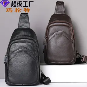 Qianlai New Genuine Leather Chest Bag Men's Bag Shoulder Messenger Bag Sports Casual Cowhide Men's Chest Bag