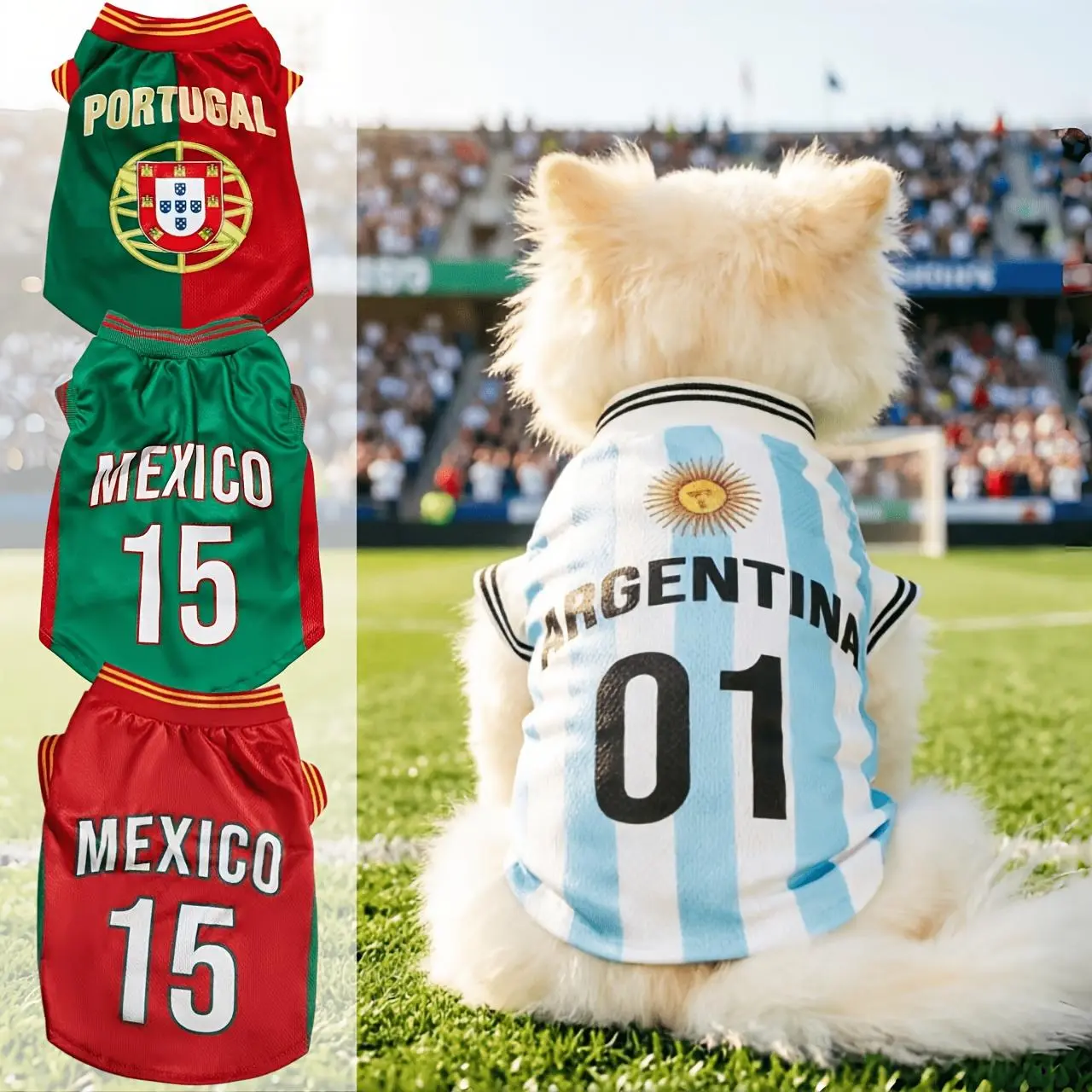 Dog Summer Breathable Jersey, Lightweight and Breathable Fabric Pet Basketball Jersey/Football Jersey, 4 Styles Available, Suitable for Small to Medium Dog Breeds, Pet Loose-Fit Comfortable and Breathable Vest