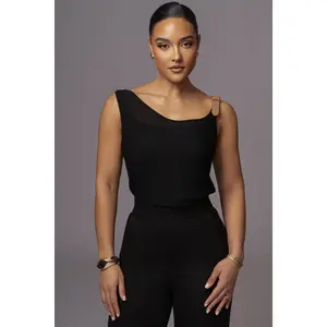 Black Shanti Faux Buckle Top