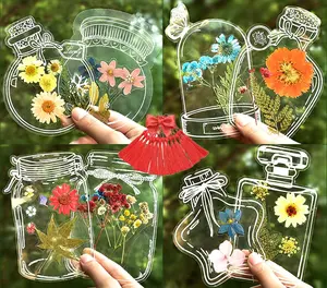 20PC DIY Bookmark Making Kit, Transparent Plant Specimen Stickers, Dried Flower Labels for Glass Bottle Crafts