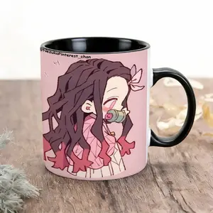 2026 New Model Mug for Home and Office Use Nezuko licks bamboo muzzle shyly Pattern Design Large Capacity High-Temperature Resistant Water Cup Tea Cup
