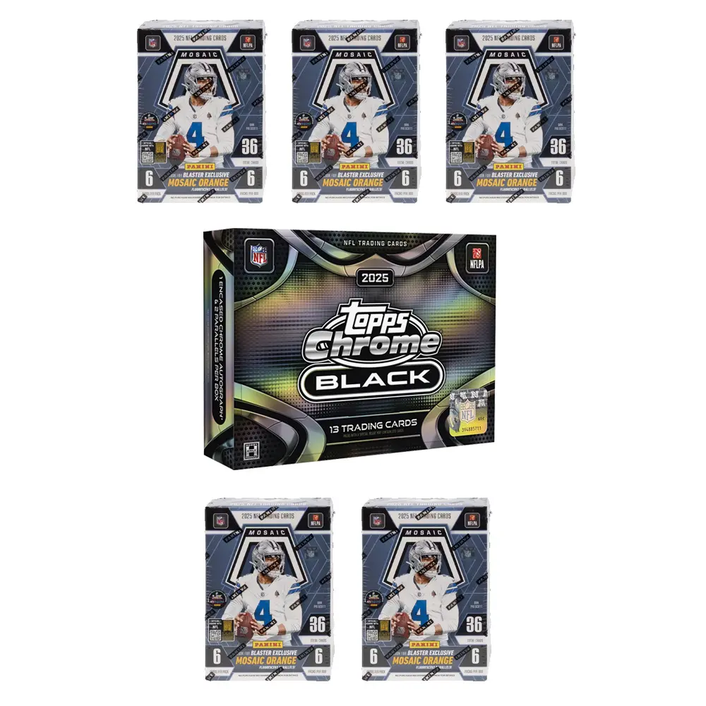 NFL Football Card Break #080 - Pick Your Team - 2025 Topps Chrome Black Hobby Box, 2025 Mosaic Blasters (x5)