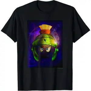 Fashionable Casual Top Cotton Men's Short Sleeve Looney Tunes Marvin The Martian Angry Space T-Shirt