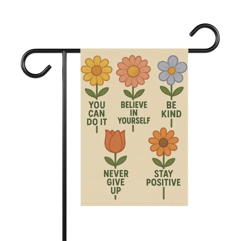 Inspirational Floral Garden Banner, 100% Polyester Decor Flag with Polyurethane Backing for Backyard, Balcony, Flower Pots Display, Porch Decor, Yard Decor