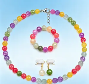 Dopamine Y2K Rainbow Beaded Jewelry Set - Nostalgic 90s 2000s Childhood Style, 3PCS Necklace Bracelet Earrings, Waterproof Stackable Summer Beach Accessories, Cute Gift for Teen Girls Best Friend Birthday
