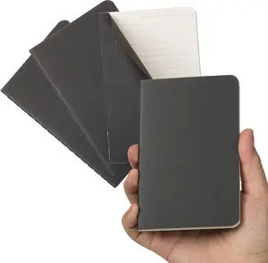 TWONE Pocket Notebook, 4 Pack Thin Cover Small Notebook for Taking Notes, Ruled Paper, 30 Sheets, 3-1/2” X 5-1/2”, Black Cover