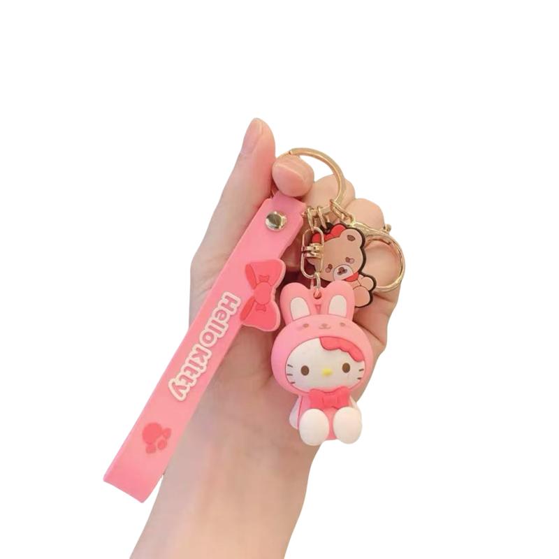 Sanrio Brand Animal Collection HelloKitty Kuromi Melody Cinnamon Dog Pompomin Mini Keychain Pendant - Cute and Collectible Design