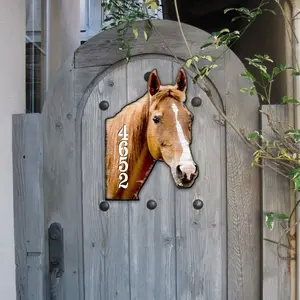 Designocracy MA98160-18 18 in. Horse Wooden Custom House Number Sign Decor