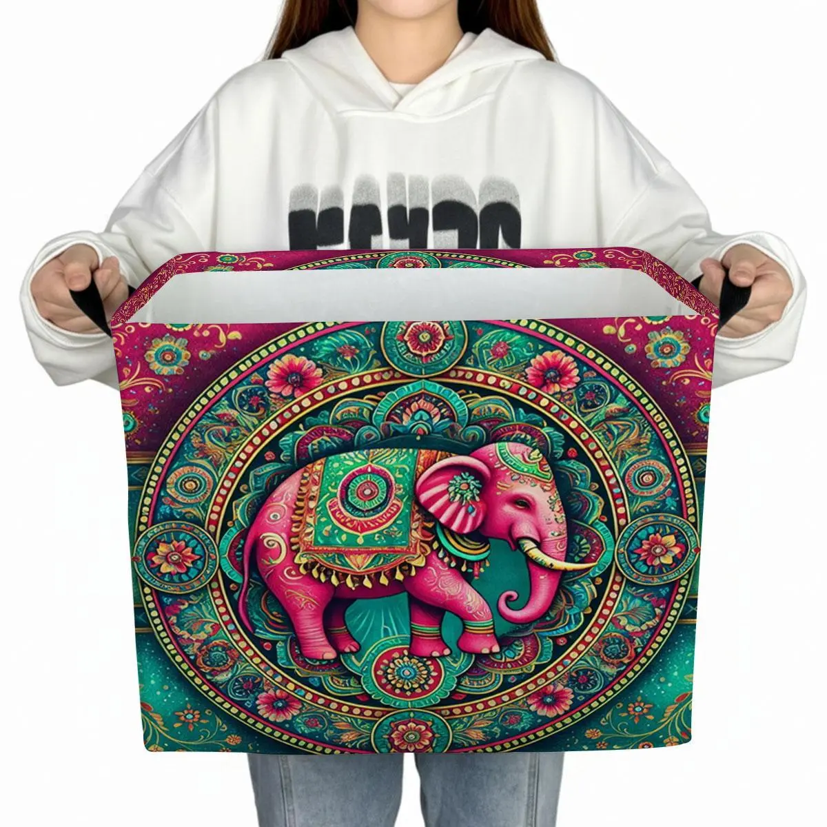 Boho Elephant Mandala Art Storage Baskets Storage Boxes Home Decor Storage Clothes Organization And Storage Home Decor Storage Holiday Gifts，Organizer For Toys，Books，Laundry Baskets