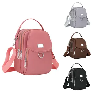 Multifunctional Small Handbag Crossbody Bag Nylon Shoulder Bag with Multiple Pockets Pink Black Gray Coffee Compact Trendy Design