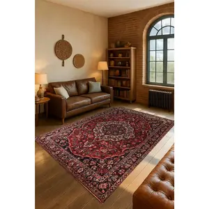 Non Slip Turkish Faux Cashmere Rug, Persian Style Area rug, Boho Home Decor, Vintage Pattern carpet, Washable Living Room rug, Oriental Floor Mat