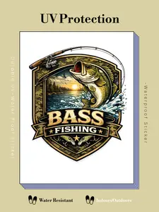 4"Bass Fishing Sticker - UV-Protected, Water-Resistant for Indoor and Outdoor Use.