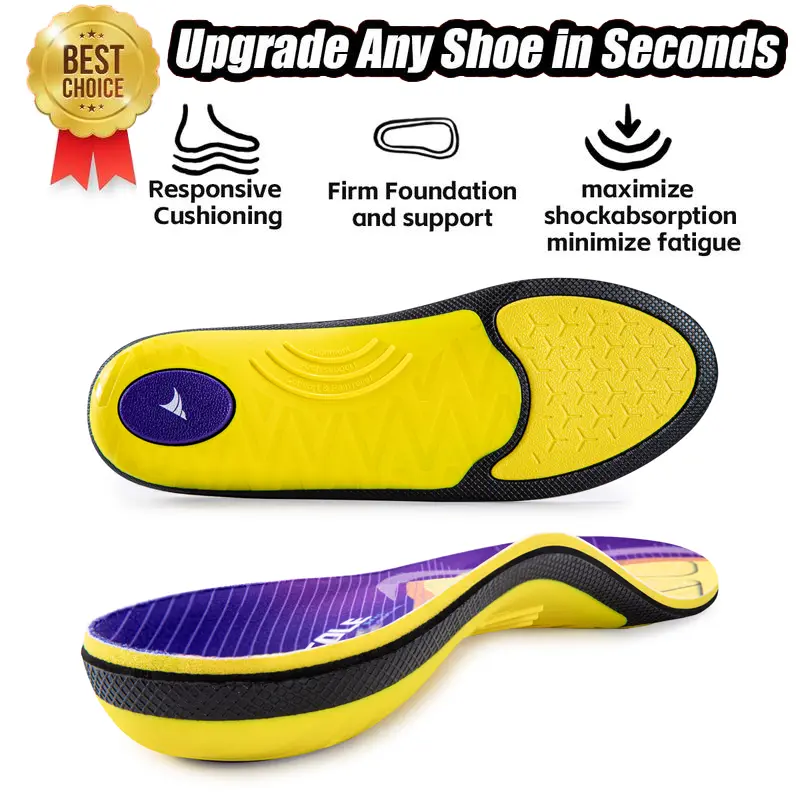 VALSOLE 250+ Lbs Heavy Duty Orthotic Insoles, Cushioning Technology for Shock Absorption, Plantar Fasciitis Relief Arch Support Inserts for Flat Feet & High Arches, All-Day Standing Work Boot Pads    Footwear, Comfy Insole