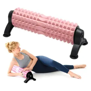 Newly upgraded foam roller with bracket suction cup, solid roller for deep tissue massage, non-slip suction cup at the bottom, used as a massage roller for muscle relaxation of the whole body