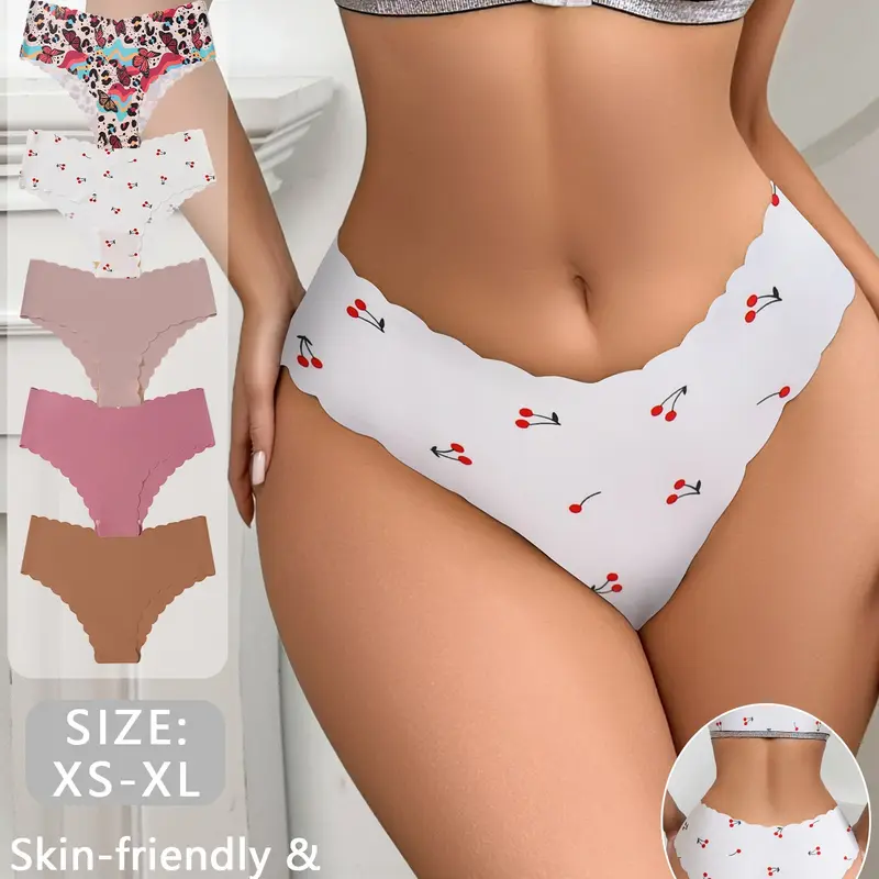 3/5/10-pack women's solid color triangle panties, Fitted underwear, soft and comfortable, suitable for everyday wear in all seasons