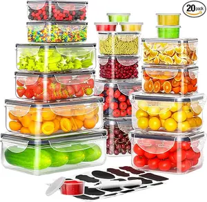 「Free Delivery」 40 Pcs Airtight Food Storage Containers Set (20 Containers & Lids), Leakproof, Reusable, BPA-Free for Kitchen & Pantry-Labels&Pen Kitchen Utensils Kitchen Utensils