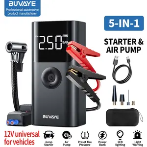 Jump Starter with Air Compressor,  BUVAYE 3500A 150PSI Portable Car Battery Jump Starter Pack, for Up to 9.0 Gas/8.0L Diesel Engine, 12V Jump Box with USB Quick Charge/3 Modes Lights/Large LCD Display Kit