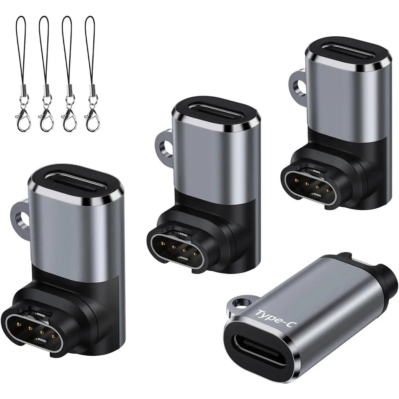 Portable Compact USB-C to Garmin Watch Charger Cable Adapter 4-Pack, Electronic Wearable Accessories for Fenix 8/7/7X/6 Pro Solar, Vivoactive 6/5/4S, Venu 3/3S/SQ, Forerunner 970/965/265/255/165, Tactix, Instinct 3, Epix 2