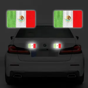 Reflective Mexican Flag Car Stickers, Strong Reflective Safety Warning Film, Ideal for Nighttime Driving Use - Waterproof And Sun-Resistant Vinyl Car Decals, Sticker for Cars