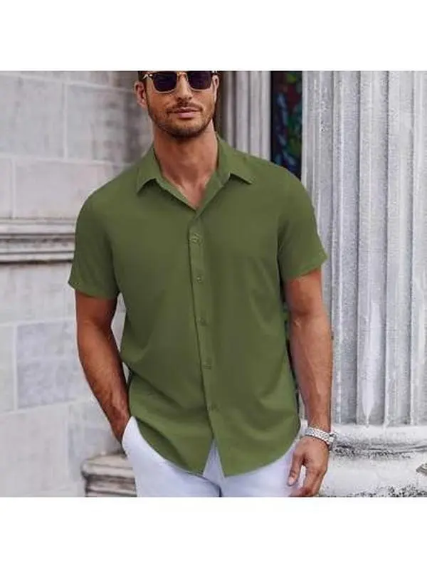 COOFANDY Mens Short Sleeve Button Down Shirts Casual Summer Shirt Untucked Dress Shirts