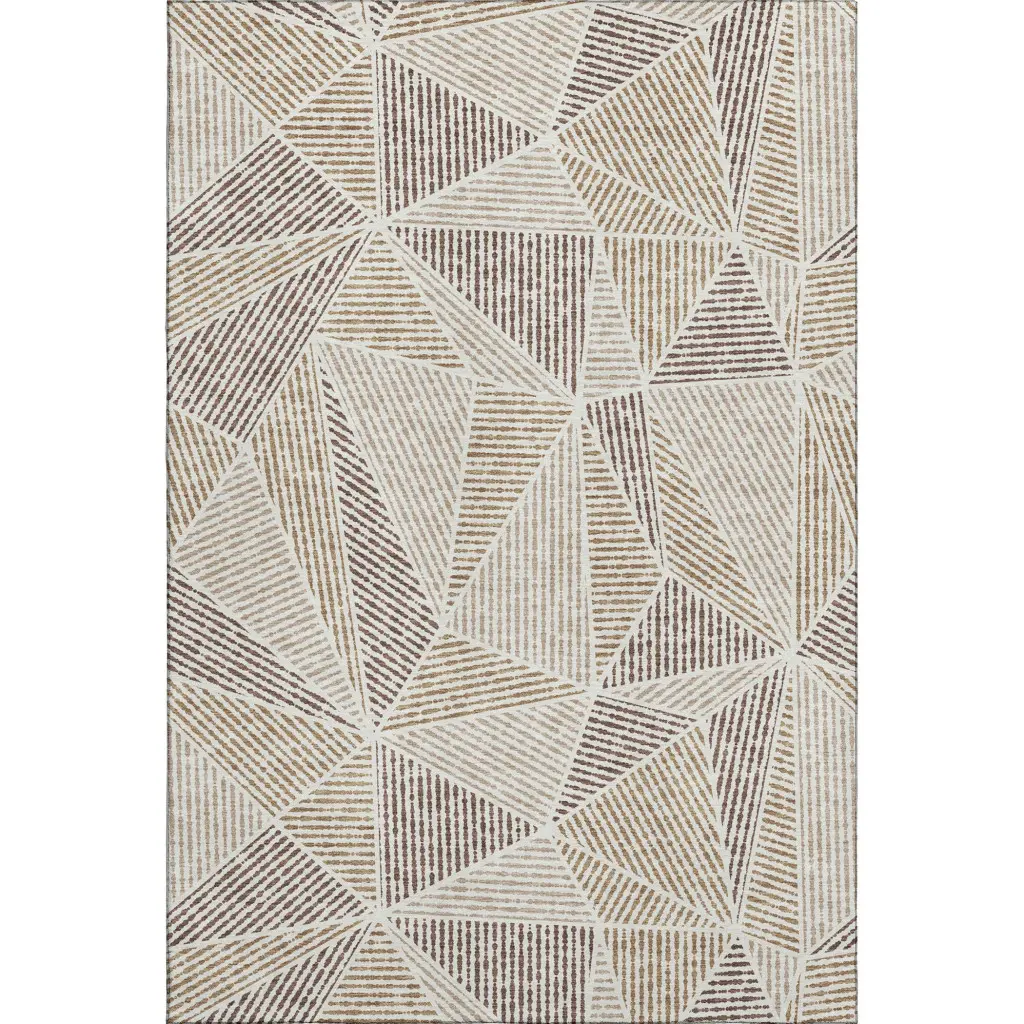 HomeRoots 651946 No-Slip Crisscross 9x12 ft. Brown & Beige Geometric Transitional Washable Machine-Made Rectangle Area Rug with UV Protection, No-Slip Area Rugs, Crisscross Area Rugs