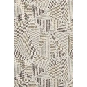 HomeRoots 651946 No-Slip Crisscross 9x12 ft. Brown & Beige Geometric Transitional Washable Machine-Made Rectangle Area Rug with UV Protection, No-Slip Area Rugs, Crisscross Area Rugs