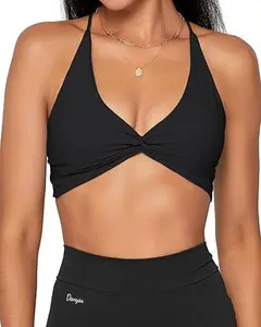Danysu Backless Sports Bra Soft Workout Tops with Removable Padded Yoga Training Bras Strappy Going Out Top