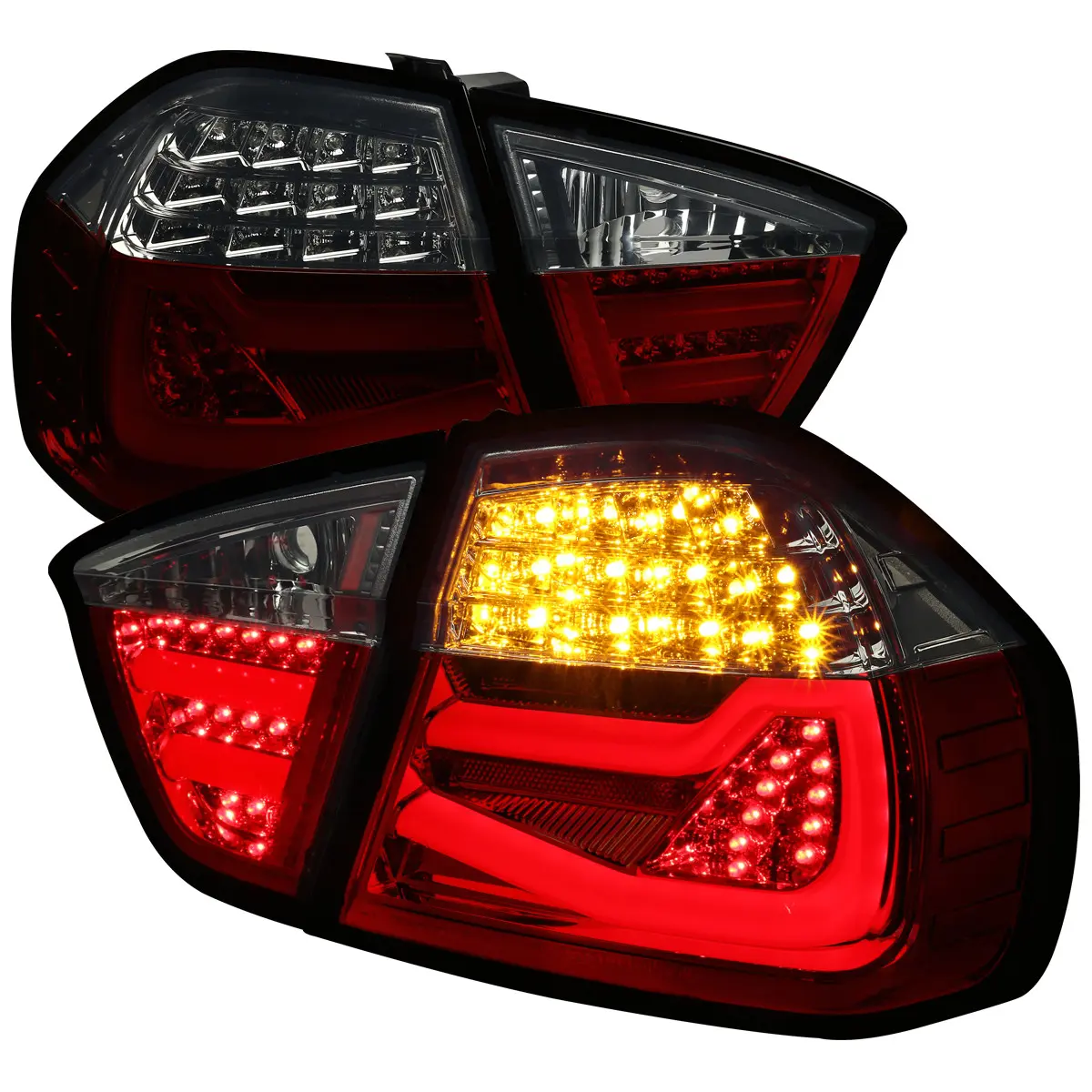 2006-2008 E90 3 Seriess Sedan LED Tail Lights (Chrome Housing/Red Smoke Lens)