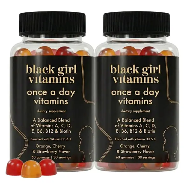 Black Girl Vitamins Once a Day - Womens Multivitamin Gummy - Vitamin A, B, C, E and Zinc. Multivitamin for Women, Immune Support. Vegan, Gluten-Free. Made in The USA (60 Day Supply, Strawberry)