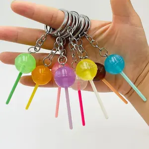 1PCS Simulation Lollipop Keychain Transparent Luminous Resin Accessories Candy Bag Ornaments Creative Gifts Spot