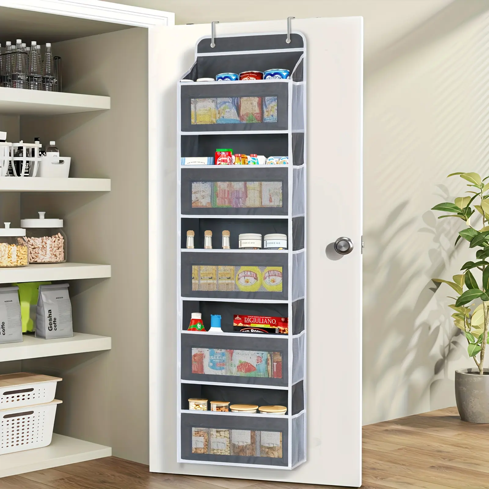 [5-Tier Storage Box] 5-Tier Door Storage Box, Hanging Door Storage Box with 5 Large Capacity Pockets | Anti-tilt  Pound Load Back Of Door Storage Box for Bedroom, Bathroom, Pantry, Youngsters's Room Storage And Collection Use