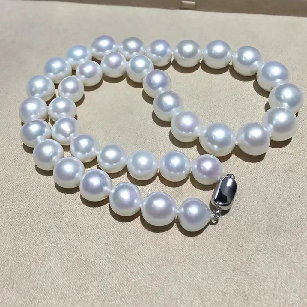 Natural Pink White Edison Pearl Necklace Large Size Strong Light  Daily or Anniversary( 12-15mm, Length 20 inches )
