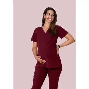 Maternity One Pocket Top Wine