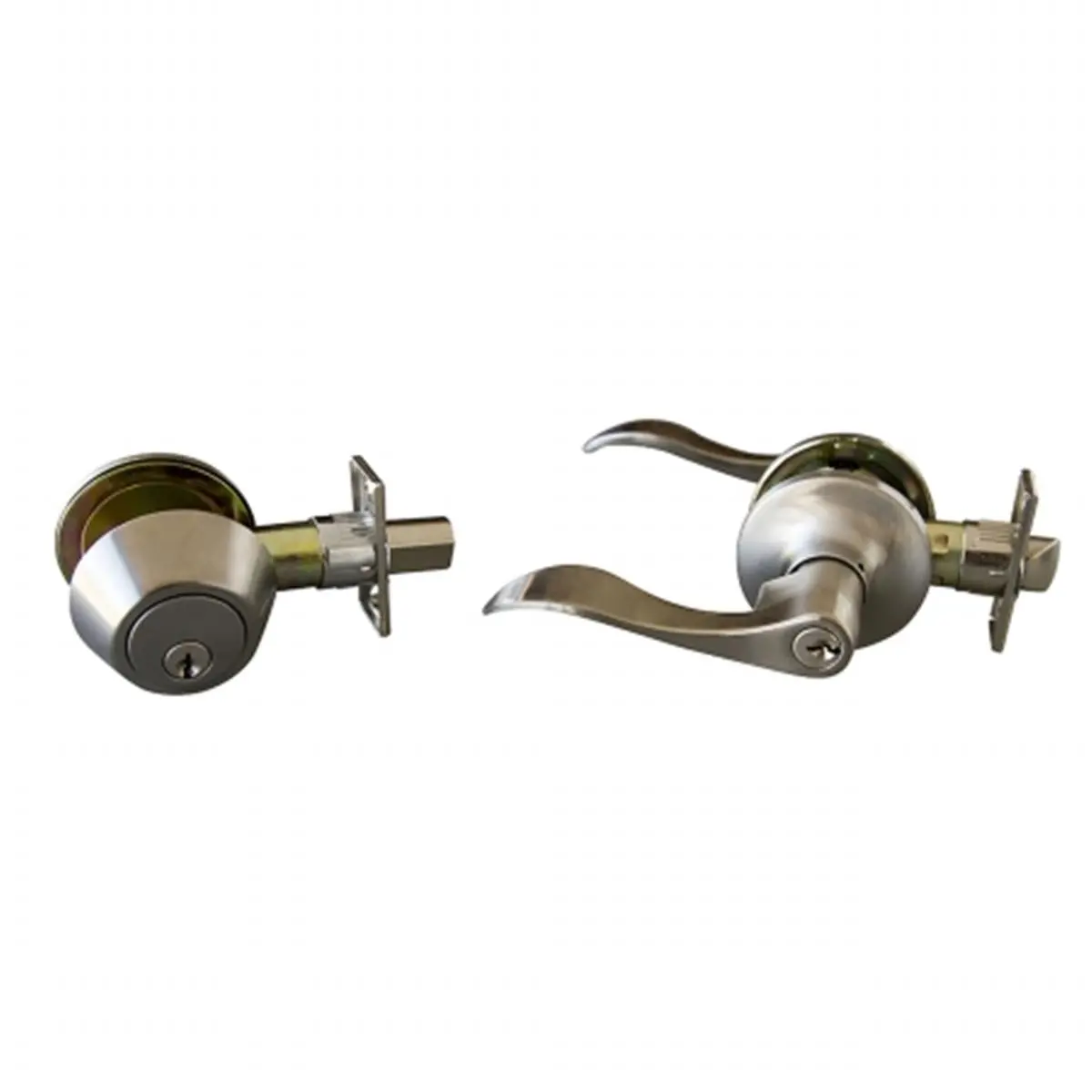 212 MAIN Stratford 6-Way Latch Entry Door Knob and Deadbolt Combo - ANSI Grade-3, Cross Bore Fit, Turn Button, Satin Nickel (Design House 727966) for Front/Back Doors