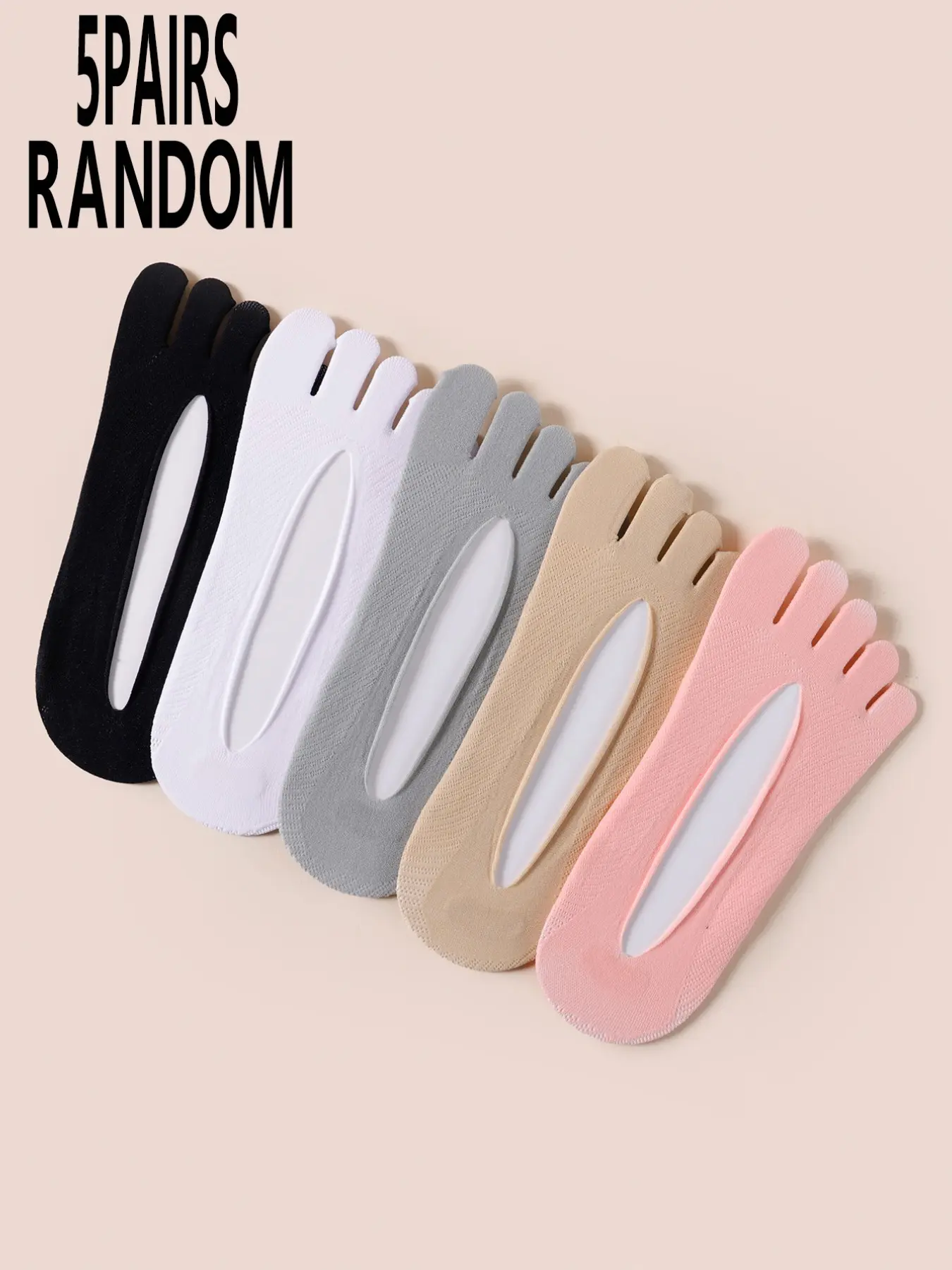 Women's Spring Summer Thin Mesh Plain Basic Invisible Five-Finger Socks, Comfortable Breathable Casual Home Fashion Elegant Chic Commute Socks, Casual Comfy Socks