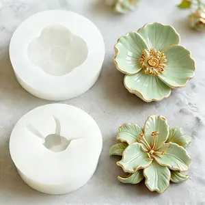 2 Piece 3D Lily Poppy Silicone Mold, Handmade Candle Resin Soap Jewelry Casting, Detailed Petal Texture, Elegant Floral Design