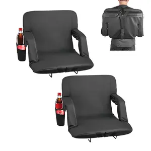 VEVOR Stadium Seat, 6 Adjustable Angle Wide Bleacher Chair, 2.9'' Cushion Padded Stadium Seat with Armrest and Back Support, Stadiums Chair with Hook Cupholder for Picnics, Beach Sports, and Gaming