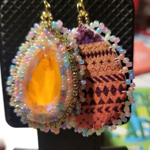 Pretty Pastel Earrings with Multi-Colored Beads and Colorful Center - Elegant Design for Everyday Wear