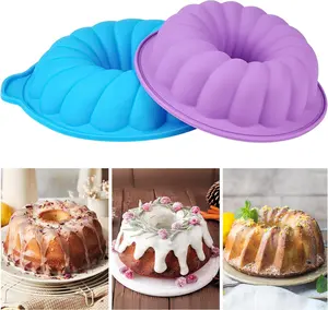 2 Pack Silicone Cake Pans, 8 & 10 Inch Non-Stick Silicone Cake Baking Molds for Baking Jello, Gelatin, Brownie, Cornbread CLUEWR