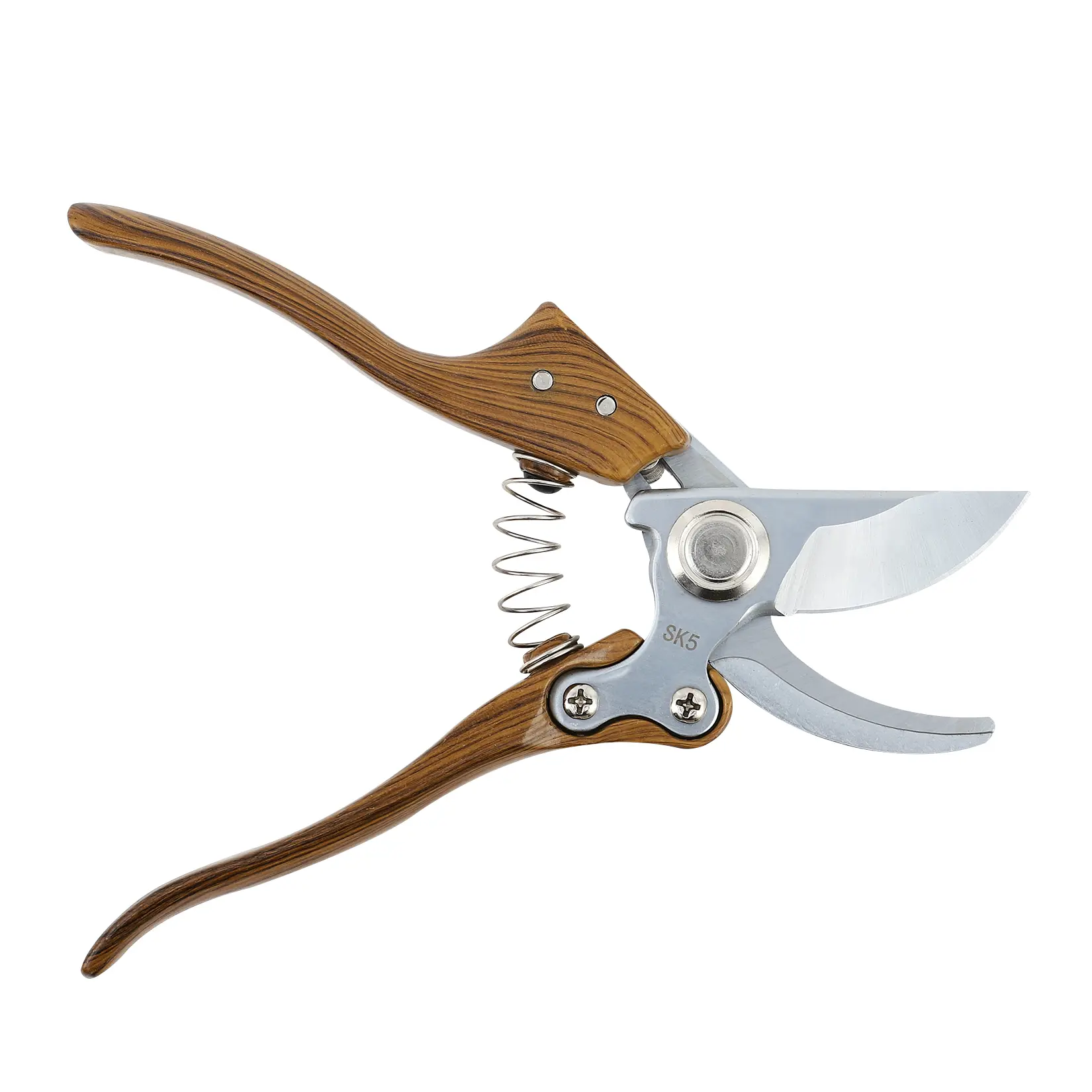 Heavy Duty Garden Pruners, 75Cr1 High Carbon Steel Rust-Resistant Blades, Ergonomic Wood Grain Aluminum Handle, Ideal for Trimming Limbs & Shrubs, Essential Hand Tool for Gardeners