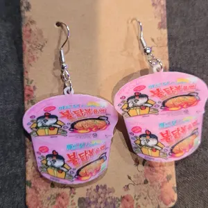 Pink Bowl of Noodles Earrings