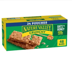 Nature Valley Crunchy Granola Bars, Oats 'n Honey, 48 Ct, 35.76 oz (24 Pouches)