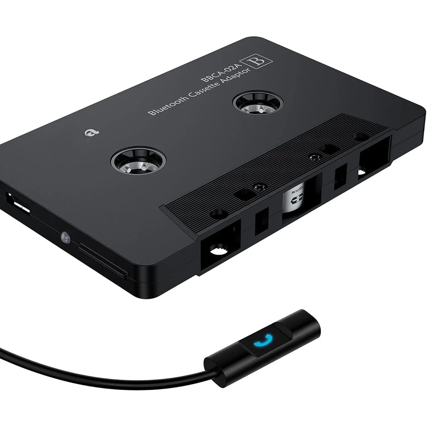 5.0 Cassette to Aux Adapter for , Tape Audio Adapter, Hands-Free Call, Charcoal Black