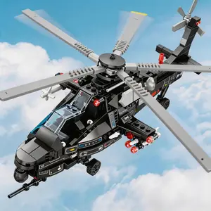 497pcs Armed Helicopter Building Blocks Toy, Educational Construction Set, Fun Stem Activity Kit for Kids, Durable Plastic Parts