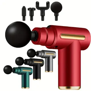 Button Fascia Gun USB Charging Upgrade Muscle Massager with 4 Massage Heads & 6 Speed Settings for Office Relaxation & Post-Exercise Recovery Black accessory