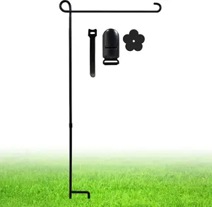 Garden Flag Stand with Waterproof Coating - Thick Premium Metal Holder, Sturdy Straight Pole, Flag Stopper, Clip for Seasonal Christmas Outdoor Decor (Home Improvement Flagpole Hardware)