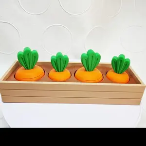 3D Printed Carrot Garden Toy - Articulated Carrots in Colorful Garden Box for Toddlers and Carrot Lovers - Ideal for Imaginative Play and Learning
