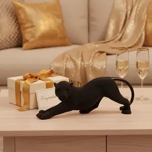 1 pc Elegant Resin Leopard Statue - Artistic Golden Leopard Sculpture, Perfect for Home and Office Decor, Ideal for Display in Living Rooms, Wine Cabinets, or Entrances - Ideal Holiday Gift